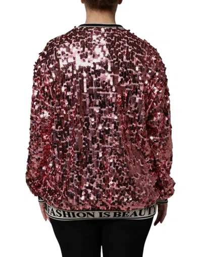 Dolce & Gabbana Pink Dg Queen Sequin Pullover Sweater In Pink
