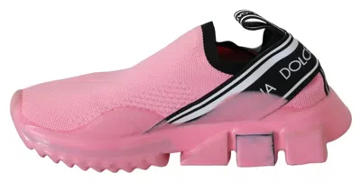 Dolce & Gabbana Pink Low Top Sorrento Sneakers Slip On Casual Women's Shoes