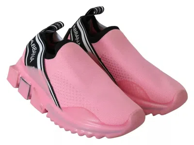 Dolce & Gabbana Pink Low Top Sorrento Sneakers Slip On Casual Women's Shoes