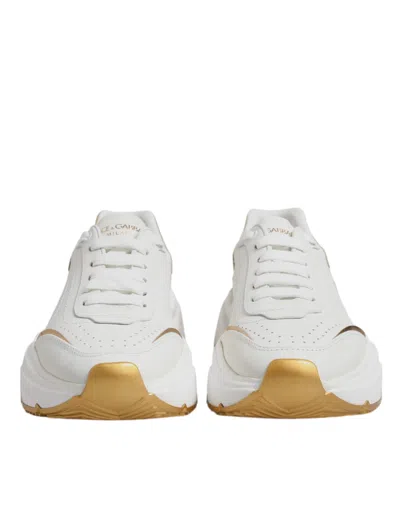 Pre-owned Dolce & Gabbana White Gold Daymaster Low Top Sneakers Women's Shoes ()