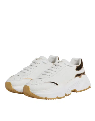 Pre-owned Dolce & Gabbana White Gold Daymaster Low Top Sneakers Women's Shoes ()