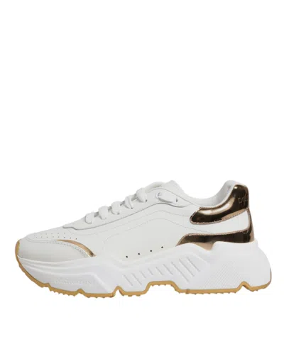 Pre-owned Dolce & Gabbana White Gold Daymaster Low Top Sneakers Women's Shoes ()