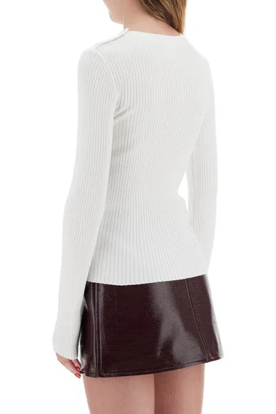 Shop Courrèges 'ribbed Stretch Knit Pullover Sweater