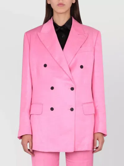 Tom Ford Structured Double-breasted Jacket Flap Pockets In Pink