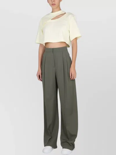 Alexander Mcqueen High Waist Wide Leg Trousers With Belt Loops
