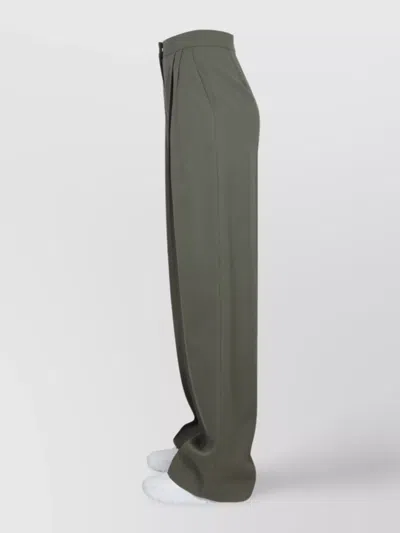 Alexander Mcqueen High Waist Wide Leg Trousers With Belt Loops