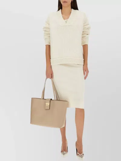 Tom Ford White Alpaca Leather Sweatshirt