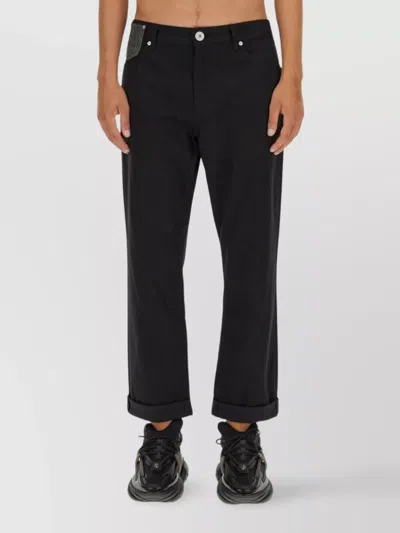 Balmain Rolled Cuffs Denim Jeans In Black