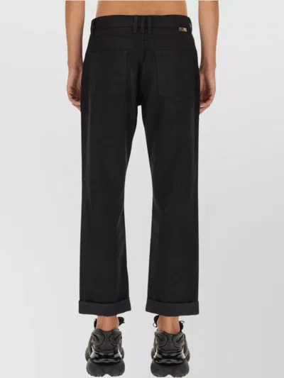 Balmain Rolled Cuffs Denim Jeans In Black