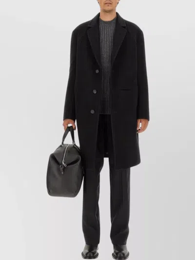 Alexander Mcqueen Long Single-breasted Coat With Notched Lapels And Pockets