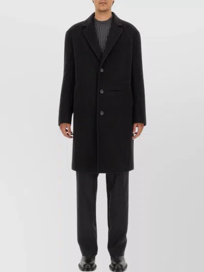 Alexander Mcqueen Long Single-breasted Coat With Notched Lapels And Pockets