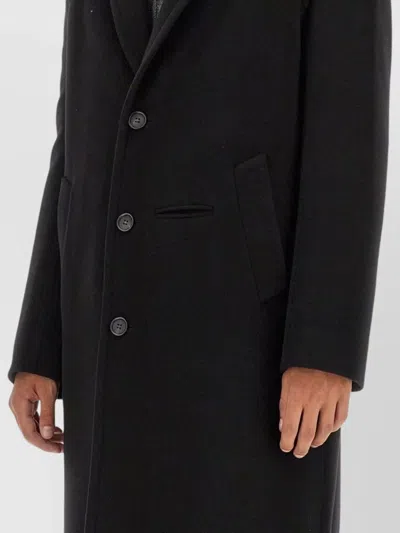 Alexander Mcqueen Long Single-breasted Coat With Notched Lapels And Pockets