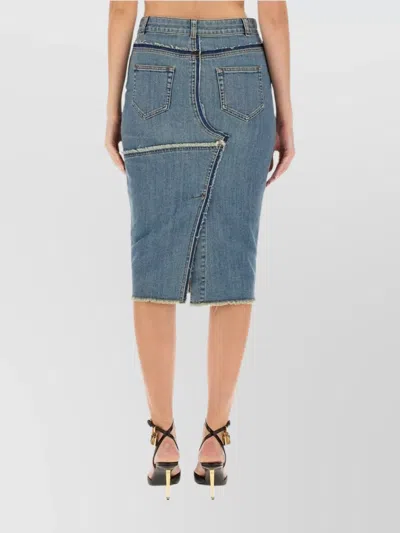 Tom Ford Patchwork High-waisted Slim Fit Skirt In Blue