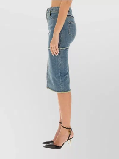 Tom Ford Patchwork High-waisted Slim Fit Skirt In Blue
