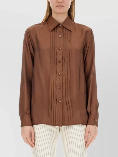 Tom Ford Twill Shirt In Brown