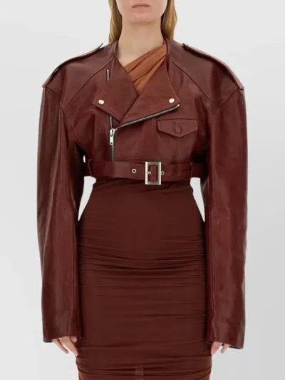 Rick Owens Belted Cropped Biker Jacket