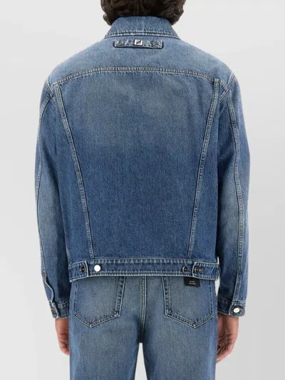 Fendi Buttoned Cotton Denim Jacket In Blue