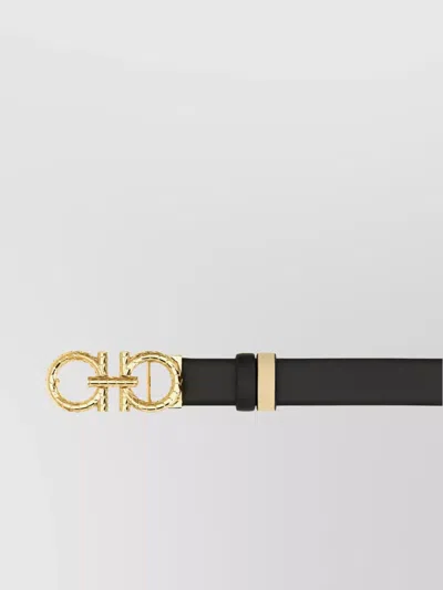Ferragamo Black Reversible Gancini Belt