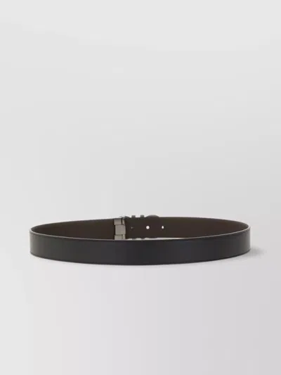 Ferragamo Reversible Belt Adjustable Length Smooth Finish Metal Buckle In Black