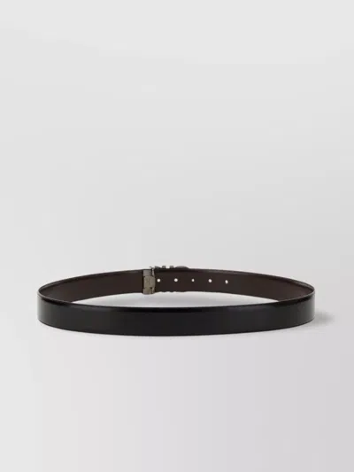 Ferragamo Reversible Belt Adjustable Length Smooth Finish Metal Buckle In Black