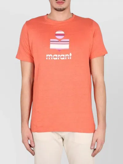 Isabel Marant Crew Neck Graphic Print Short Sleeves In Orange