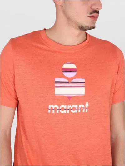 Isabel Marant Crew Neck Graphic Print Short Sleeves In Orange