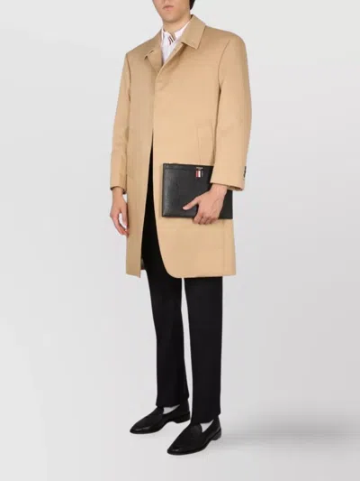 Thom Browne Cotton Coat With Notched Lapels And Back Vent In Brown