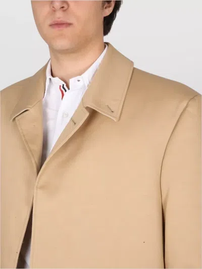 Thom Browne Cotton Coat With Notched Lapels And Back Vent In Brown