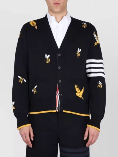 Thom Browne Cardigan With Birds And Bees Inlays