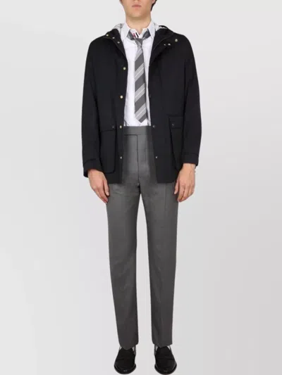 Thom Browne Blue Solid Hood Jacket