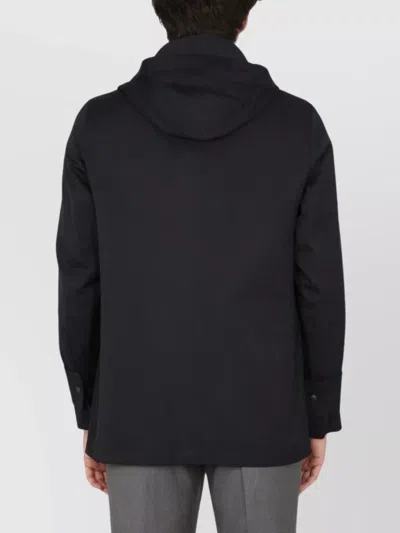 Thom Browne Blue Solid Hood Jacket