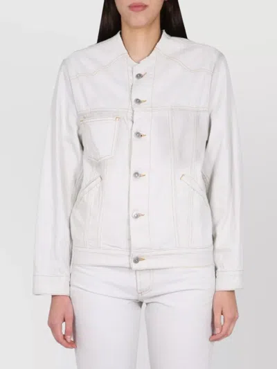Maison Margiela Denim Jacket With Chest And Side Pockets In White