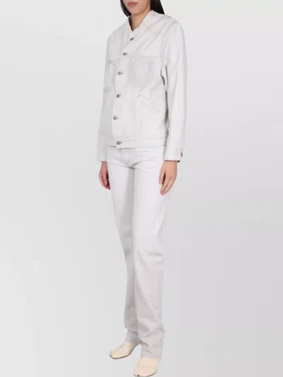 Maison Margiela Denim Jacket With Chest And Side Pockets In White