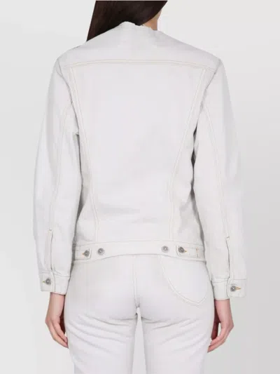 Maison Margiela Denim Jacket With Chest And Side Pockets In White