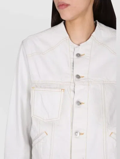Maison Margiela Denim Jacket With Chest And Side Pockets In White