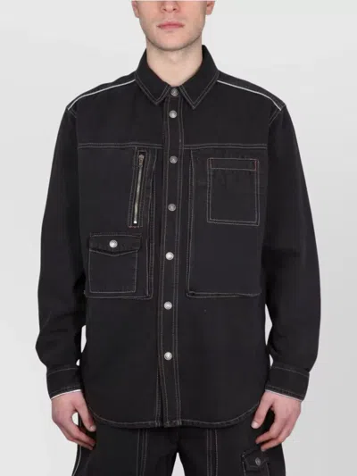 Isabel Marant Pascual Denim Jacket Chest Pockets In Black