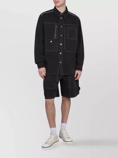 Isabel Marant Pascual Denim Jacket Chest Pockets In Black