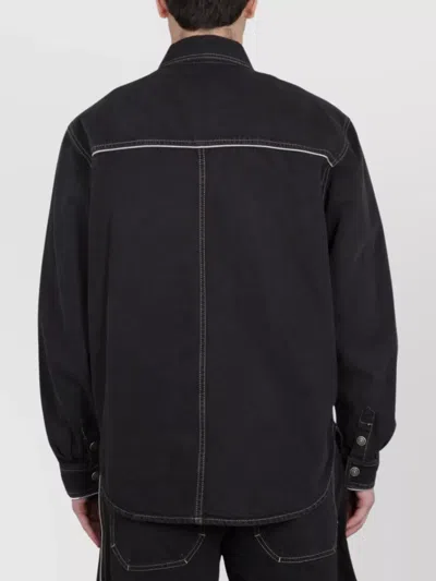 Isabel Marant Pascual Denim Jacket Chest Pockets In Black