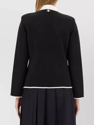 Thom Browne Single-breasted Collarless Jacket In Black