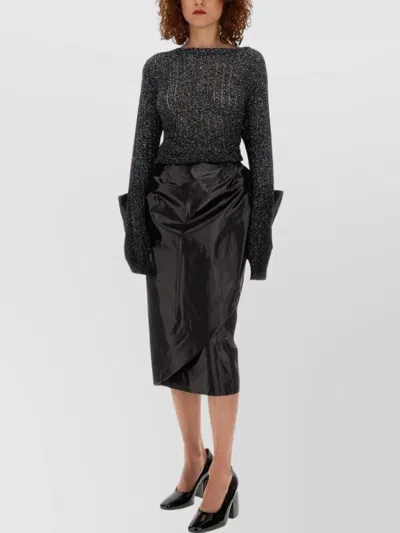 Maison Margiela Bow-detail Pencil Midi Skirt In Black