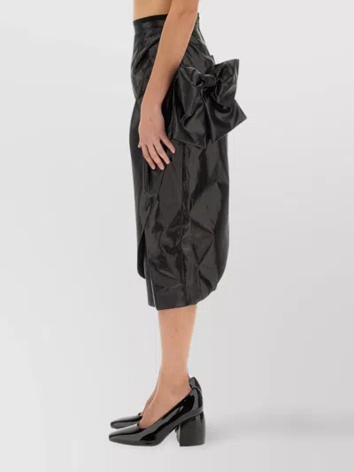 Maison Margiela Bow-detail Pencil Midi Skirt In Black