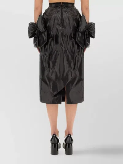 Maison Margiela Bow-detail Pencil Midi Skirt In Black