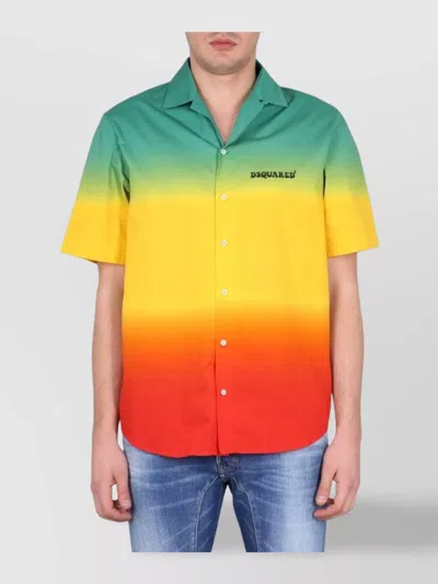 Dsquared2 Color-block Cotton Shirt In Multicolour