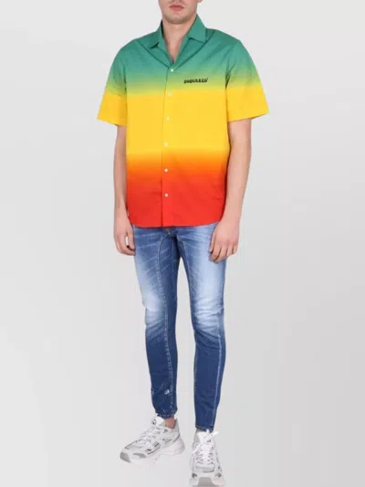 Dsquared2 Color-block Cotton Shirt In Multicolour