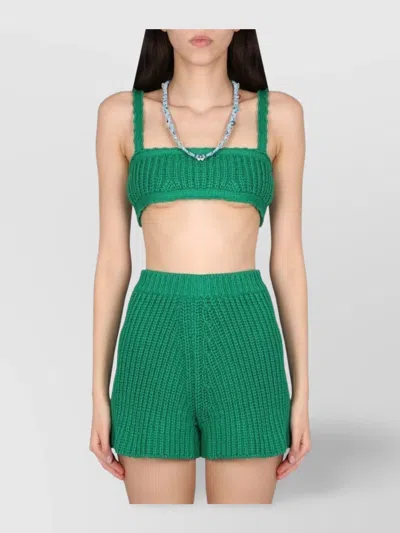 Alanui Knit Ribbed Cropped Strappy Bralette