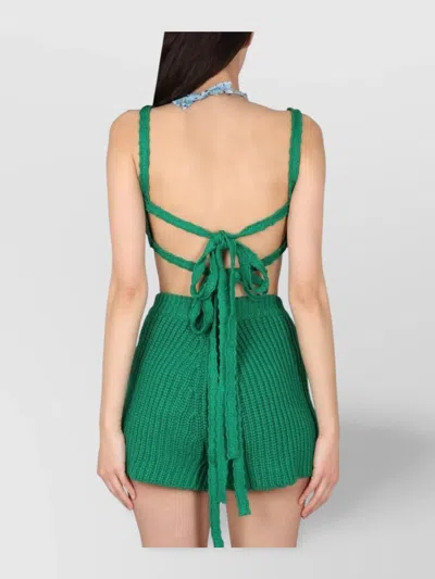 Alanui Knit Ribbed Cropped Strappy Bralette