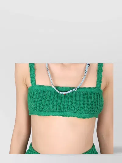 Alanui Knit Ribbed Cropped Strappy Bralette