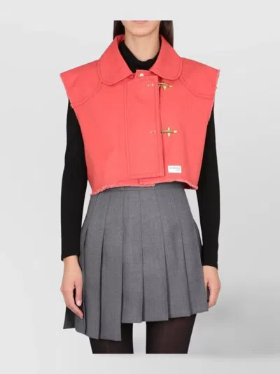 Fay Red Solid Shirt Collar Jacket