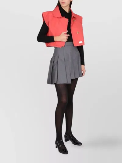 Fay Red Solid Shirt Collar Jacket