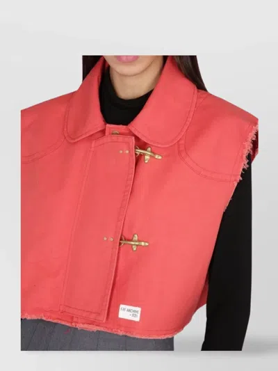 Fay Red Solid Shirt Collar Jacket